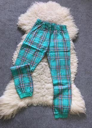 Домашние пижамные клетчатые штаны клетка натуральные хлопковые подростковые