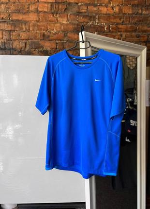 Nike dri-fit men’s small reflective logo blue t-shirt спортивна футболка