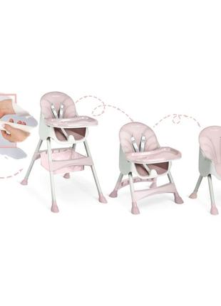 Дитяче крісло для годування milo ricokids 3в1 рожевий польща, слинявчик у подарунок7 фото