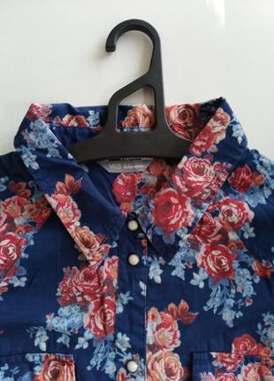Женская рубашка в цветочный принт от м&s размер 164 фото
