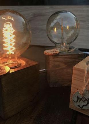 Светильник made wood бра ночник настольная куб hand made лампа настольная деревянный стильный актуальный тренд7 фото