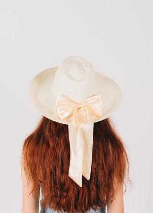 Летняя женская шляпа на голову , защита от солнца молочная 54-56