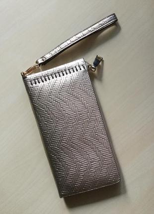 Клатч портмоне цвета серого золота sincera италия