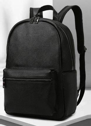 Шкіряний міський чоловічий рюкзак класичний чорний із натуральної шкіри якісний1 фото
