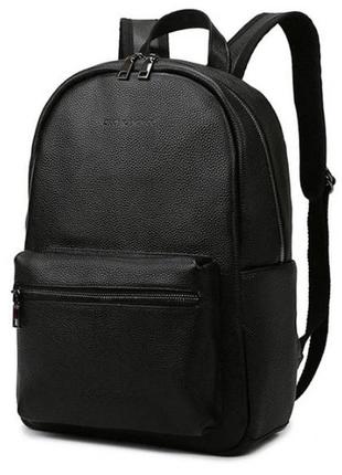 Кожаный городской мужской рюкзак классический черный из натуральной кожи качественный6 фото