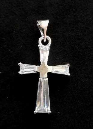 Крестик # крест с кристаллами  серебро 925" лот 1132 фото