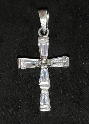 Серебряный крестик # родированый крест - серебро 925"  лот 1184 фото