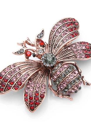 Велика брошка метелик з кристаликами