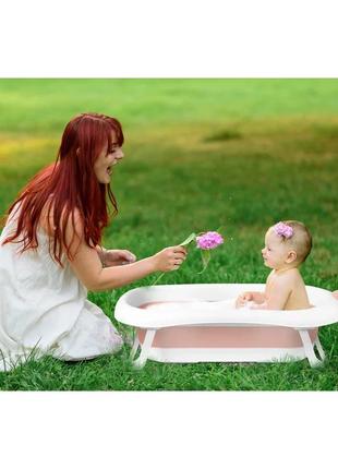 Складна дитяча ванночка з подушкою біло-рожева ricokids польща7 фото