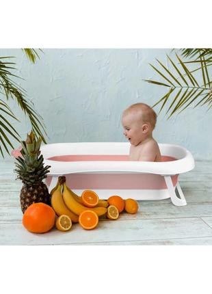 Складна дитяча ванночка з подушкою біло-рожева ricokids польща6 фото