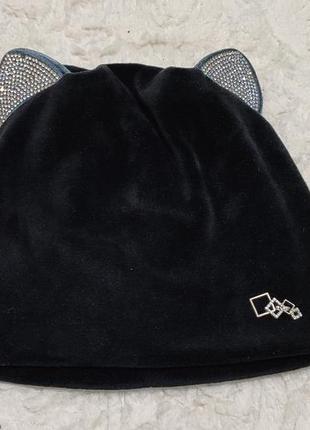 Велюрова шапка з вушками на 5-8 років2 фото