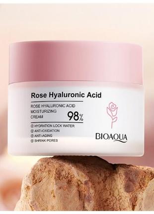Крем з гіалуроновою кислотою та екстрактом троянди bioaqua, 50 г