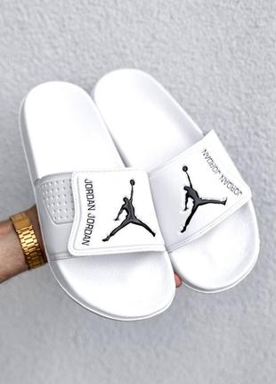 Мужские шлепанцы jordan slippers white bl.1 фото