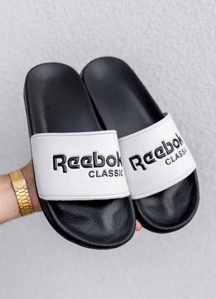 Мужские тапки reebok slippers black. reebok b&amp;w.