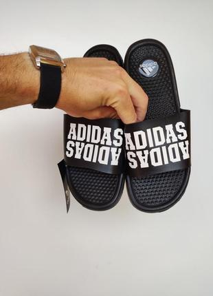 Шльопанці adidas double чорні масажні3 фото