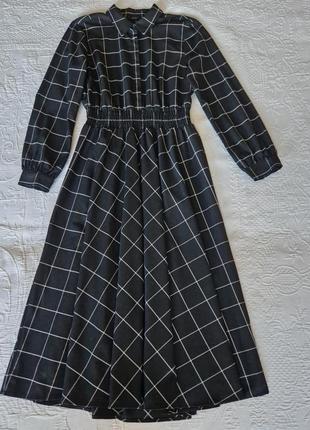 Женское  элегантное длинное  платье  рубашка  в клетку   yessica premium ca6 фото