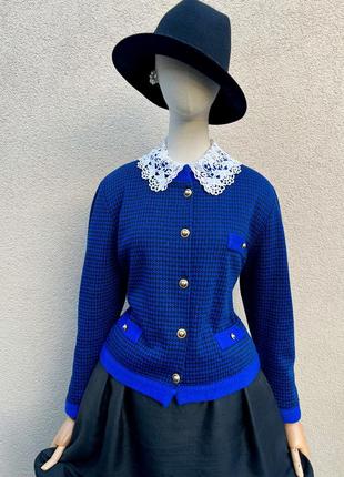 Вінтаж,вовна,трикотаж жакет,піджак,кардиган,швейцарія,преміум бренд,стиль шанель