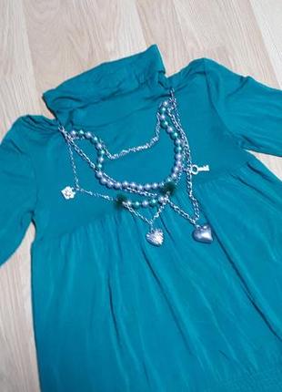 Изумрудная туника-платье с ярусными бусами miss grant5 фото