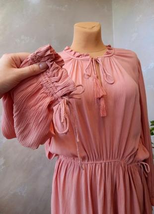 H&m пудрова туніка з китицями 100% віскоза5 фото