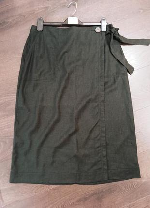 Летняя женская юбка из натуральной ткани лён вискоза батал 48 50 размер1 фото