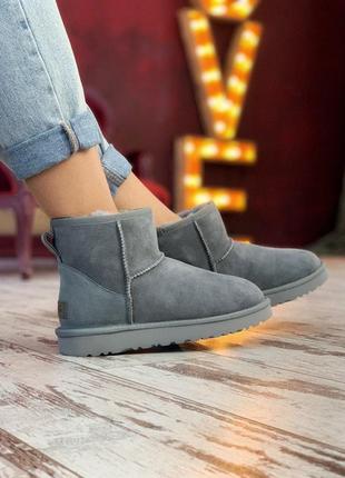 Шикарные зимние ugg mini в сером цвете из натур меха (осень-зима-весна)😍3 фото