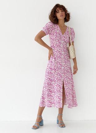 Літня сукня міді з розрізом спереду6 фото