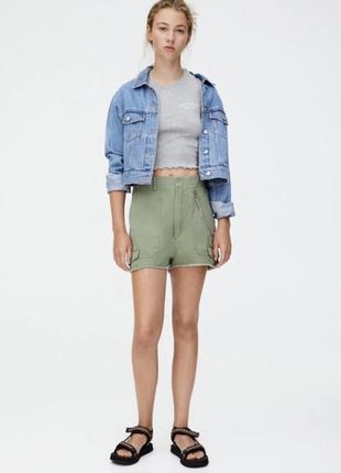 Футболка укороченная короткая серая pull &amp; bear s m как zara3 фото