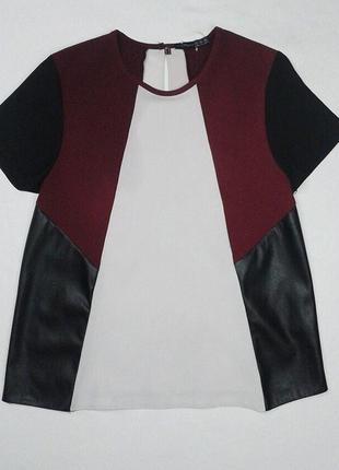 Футболка блуза з вставками кожзам