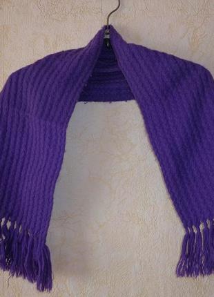 Зимний шарф с бахромой, акрил1 фото