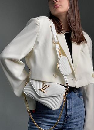 Сумка в стиле louis vuitton wave multi pochette white/gold