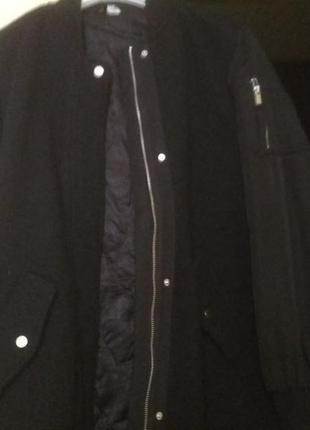 Стильный шерстяной бомбер удлиненная куртка h&m l3 фото