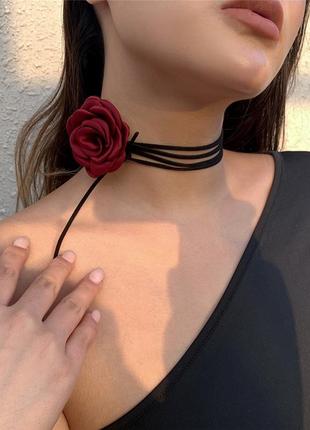 Чокер аксесуар браслет квітка троянда 🖤 кольє намисто буси на шию на руку стильний модний новий1 фото