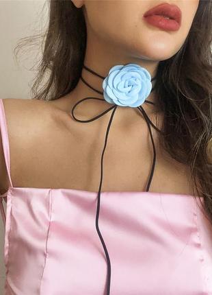 Чокер аксесуар браслет квітка троянда 🖤 кольє намисто буси на шию на руку стильний модний новий1 фото
