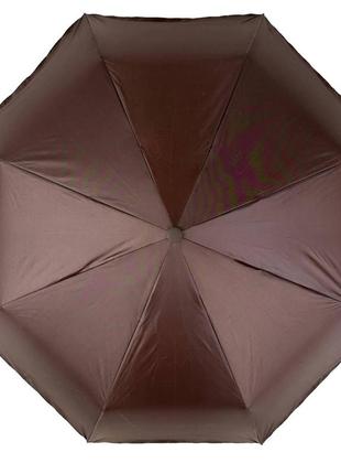 Женский однотонный зонт полуавтомат от tnebest с серебристым покрытием изнутри, коричневый, 0614-34 фото