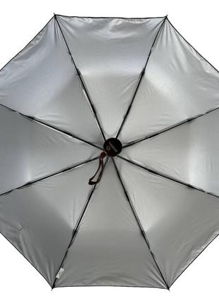 Женский однотонный зонт полуавтомат от tnebest с серебристым покрытием изнутри, коричневый, 0614-33 фото