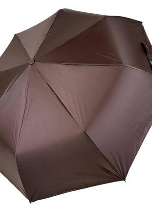 Женский однотонный зонт полуавтомат от tnebest с серебристым покрытием изнутри, коричневый, 0614-3