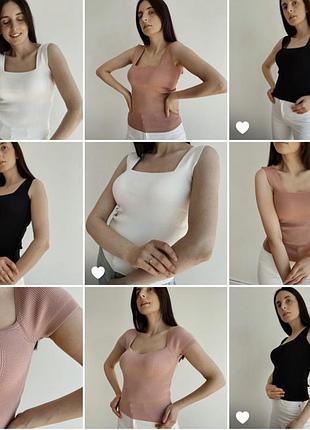 Трикотажна майка в рубчик qu style one size рожева