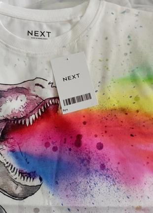 Белая футболка с динозавром next на мальчика 8 лет8 фото