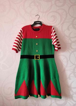 Вязаное платье (костюм эльфа на новый год, хэллоиун