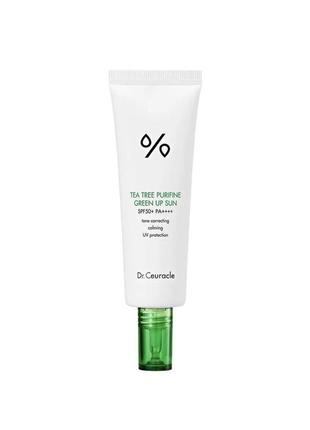 Сонцезахисний крем для нейтралізації почервонінь dr.ceuracle tea tree purifine green up sun spf 50+ pa++++(оновлений), 50 мл