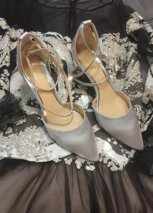 Badgley mischka sabrina свадебные туфли серого цвета5 фото