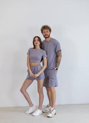🎨3 цвета! стильные парные костюмы футболка шорты серый парный летний костюм