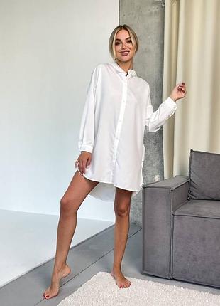 Рубашка удлиненная белая2 фото
