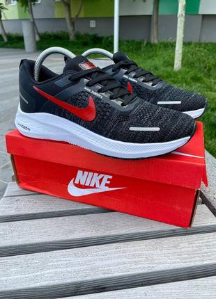 Мужские кроссовки летние сетка nike zoom black red найк зум черневые текстильные2 фото