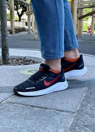 Мужские кроссовки летние сетка nike zoom black red найк зум черневые текстильные4 фото