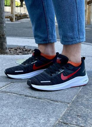 Мужские кроссовки летние сетка nike zoom black red найк зум черневые текстильные5 фото