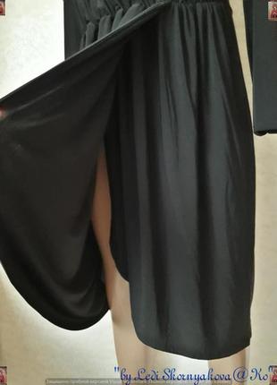 Фирменное boohoo платье миди на запах в чёрном цвете со струящейся ткани, размер 3хл6 фото