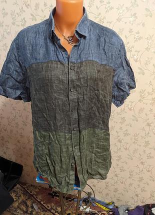 Рубашка лен pierre cardin