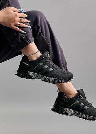 Жіночі кросівки сітка літні adidas marathon tr 26 black lime женские адидас марафон текстильные летн