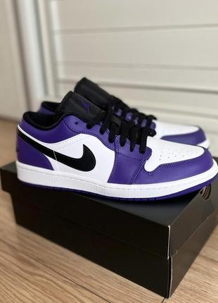 Кроссівки nike air jordan 1 low court purple white джордан фіолетові оригінал3 фото